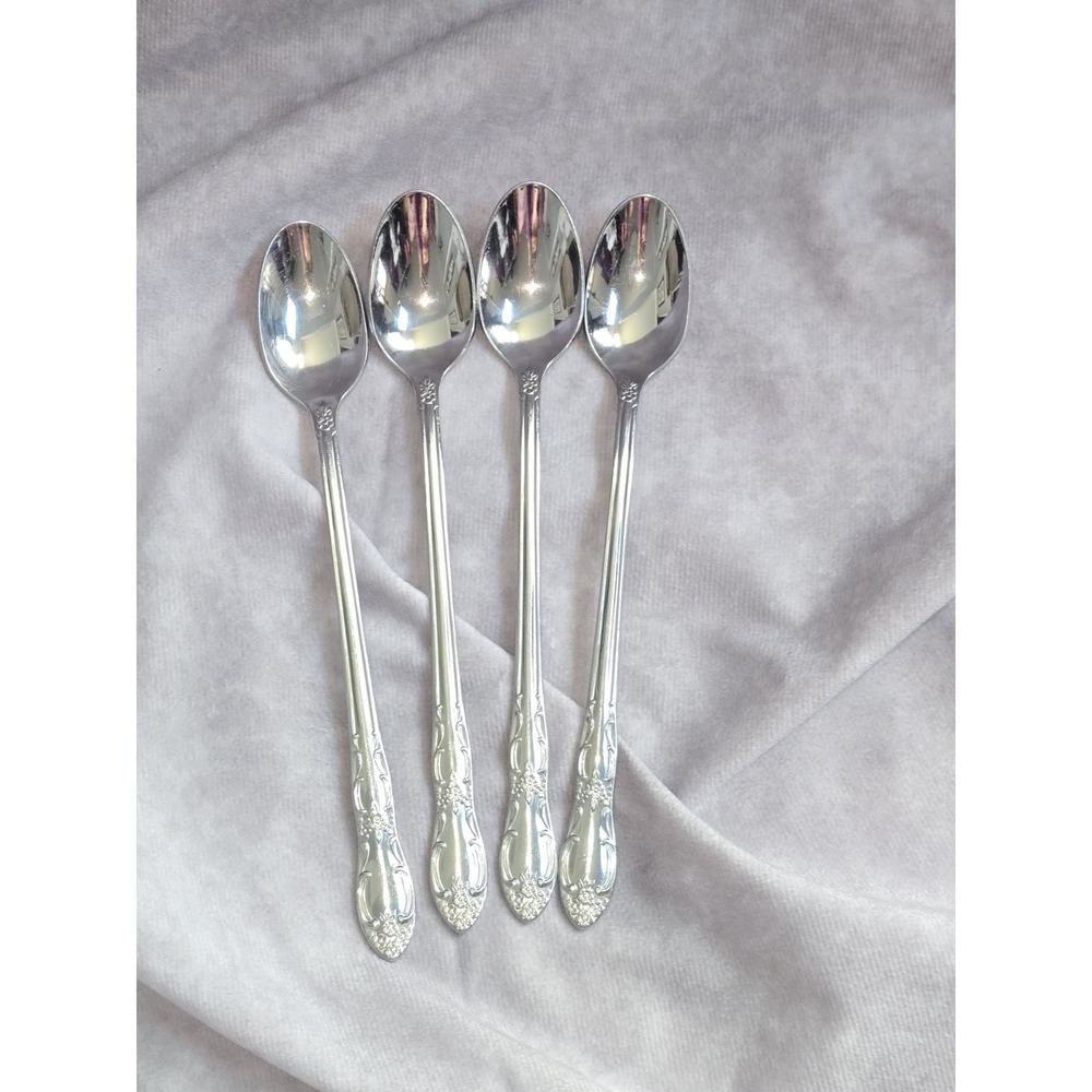 Lot Of 4 ONEIDACRAFT VENUS STAINLESS SILVERWARE ICE TEA Spoons